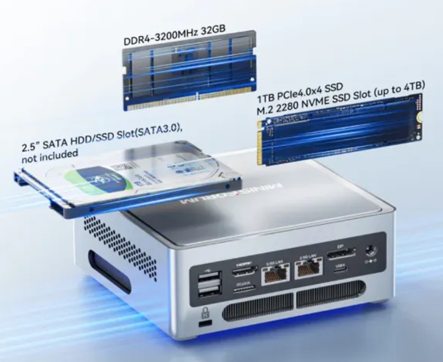 Minisforum NAB9 mit aufgeschl&uuml;sseltem Hardware-Layout